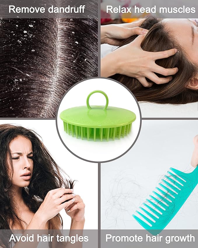 Hair Scalp Scrubber, 6 Pcs Scalp Massager Shampoo Brush, Plastic Shower Head Dandruff Comb, Washing Scrub Brushes for Kids Toddler Men Women Pets