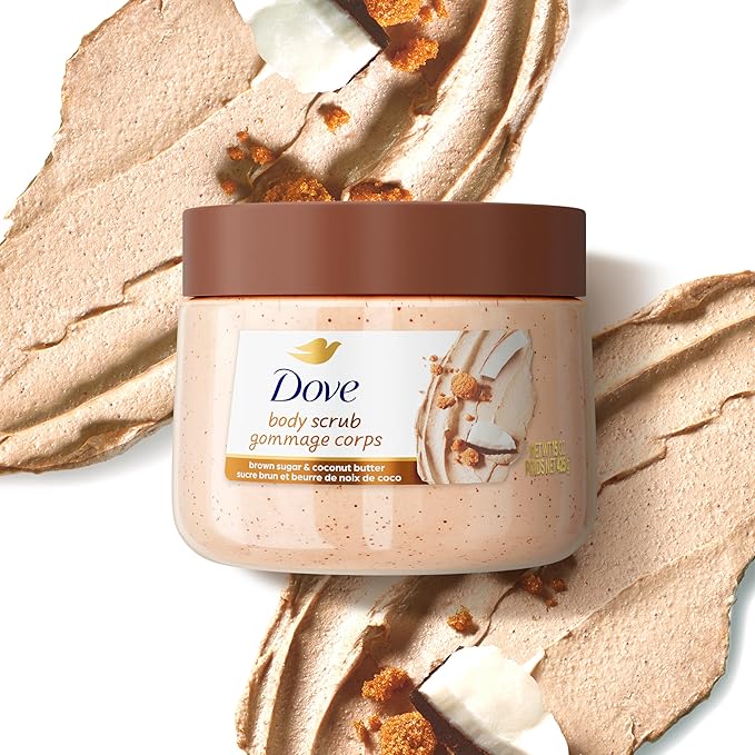 Dove Brown Sugar and Coconut Body Scrub Exfoliates and Deeply Nourishes for Smooth, Radiant Skin 15oz