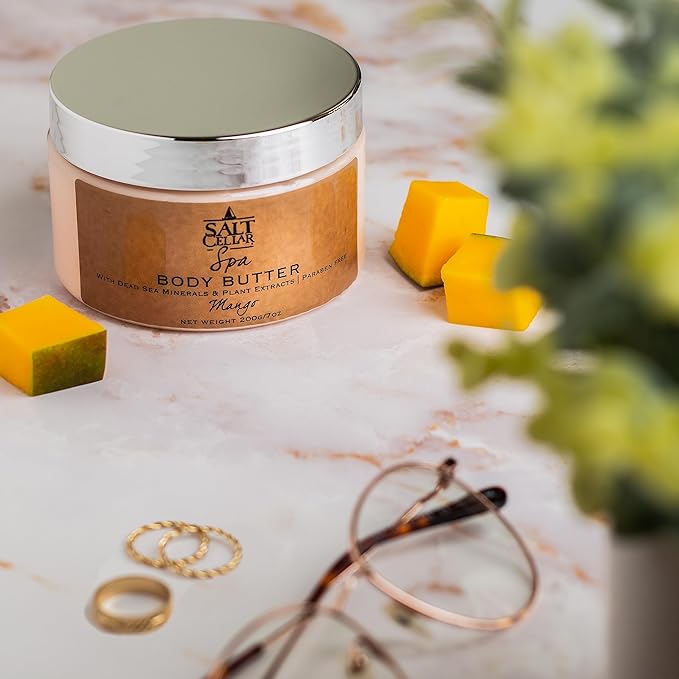 Salt Cellar Spa Mango Body Butter for Women, Made with Dead Sea Minerals, Shea Butter and Plant Extracts, Luxurious Skin Rejuvenation and Moisturization, Made in Israel, Cruelty-Free, Paraben Free
