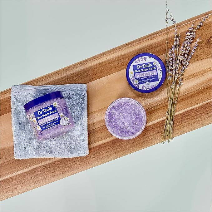 Dr Teal's Shea Sugar Sleep Scrub, with Melatonin, Lavender, & Essential Oils, 19oz (Pack of 3)