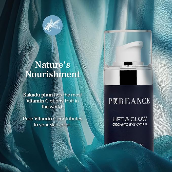 PUREANCE Organic Eye Cream for Dark Circles and Puffiness for Menopausal Skin I Anti Aging Eye Cream for Women with Kakadu Plum I Reduces Dark Circles and Under Eye Bags 0.5 Fl Oz