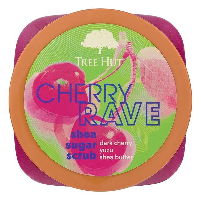 Tree Hut Cherry Rave Shea Sugar Scrub | Exfoliating Body Scrub Removes Dead, Dry Skin for a Soft & Hydrated Feel | Limited Edition Fall | Nourishing Essential Body Care | 18 fl oz.