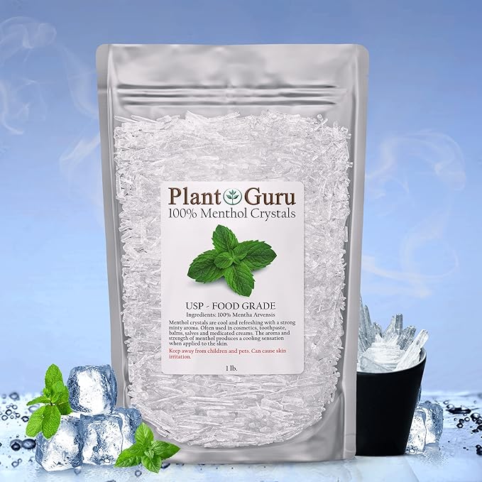 Menthol Crystals 2 oz. Mentha Arvensis 100% Pure Natural USP Food Grade - Great for Cosmetics, Salves, Balms, Creams and Soap Making.
