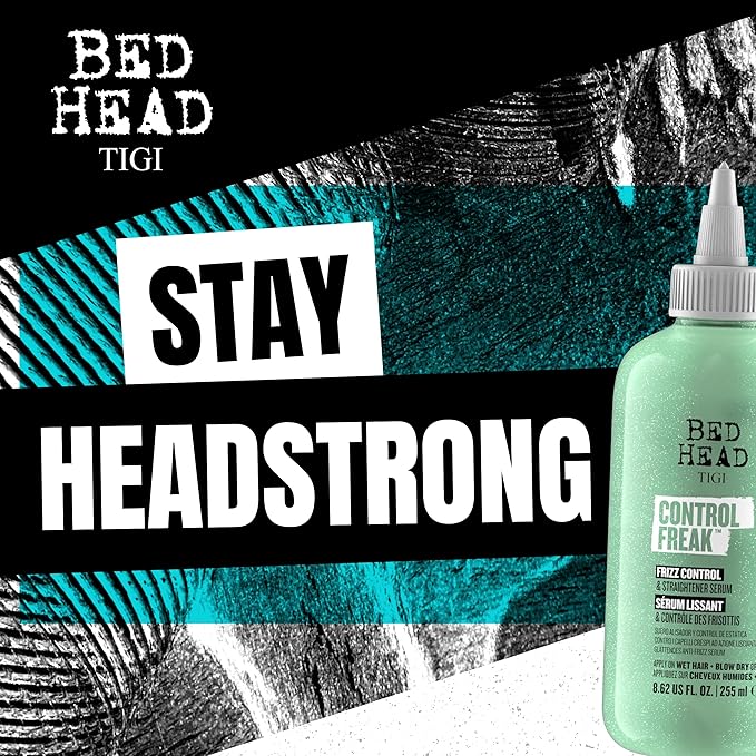 Bed Head TIGI Control Freak Frizz Control & Straightening Serum - Use for Anti-Frizz & Smoothing - For Frizzy, Curly & Coarse Hair - Use on Damp & Dry Hair - Fly Away Hair Tamer - 8.62 oz (2 Pack)