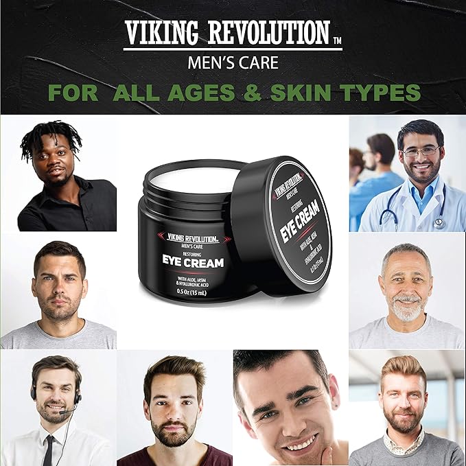 Viking Revolution Men's Eye Cream - Natural Anti-Aging, Dark Circle Treatment, Reduces Puffiness & Crowsfeet - 6ml