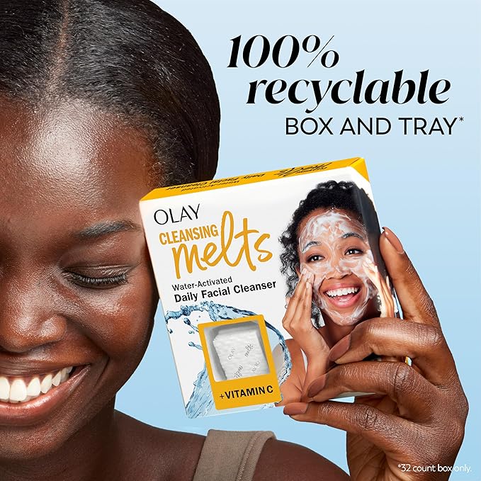 Olay Cleansing Melts + Vitamin C Face Cleanser, 12ct, Water-Activated Face Wash Cleans, Tones, and Refreshes Skin