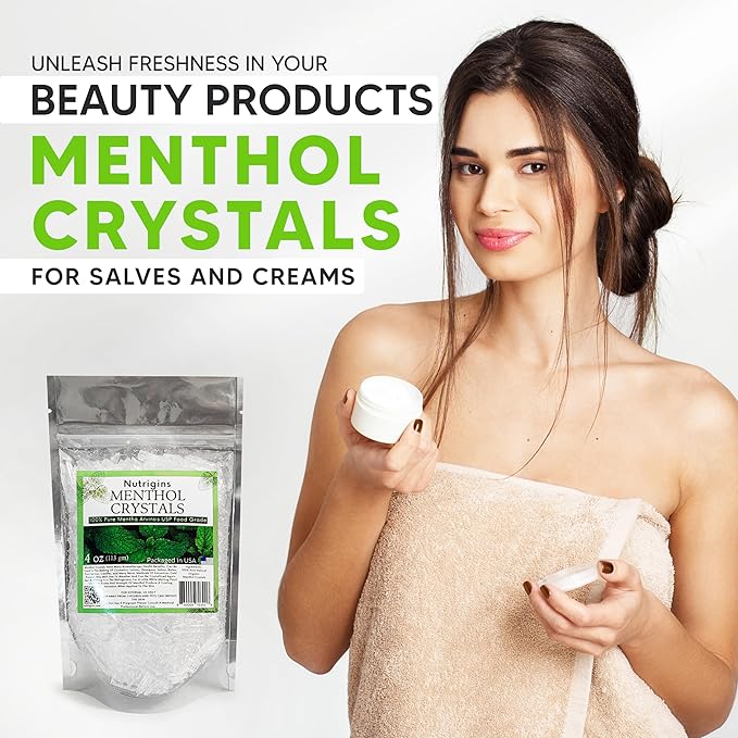 Menthol Crystals 100% Pure Organic Natural Spa Quality in 4OZ Resealable Bag