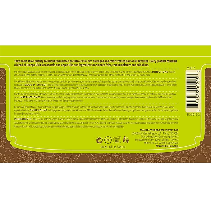 Macadamia Natural Deep Repair Hair Masque, 16 OZ