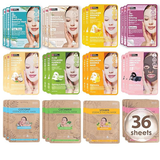 Original Derma Beauty Collagen Face Mask Skin care 36 PK Collagen Essence Assortment Face Masks Skincare Sheet Masks Face mask skin care Korean Face Mask