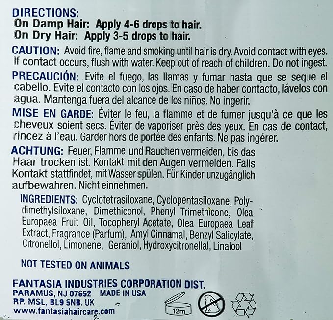 Fantasia Hair Polisher Olive Serum, 2 Oz, 2 Ounce