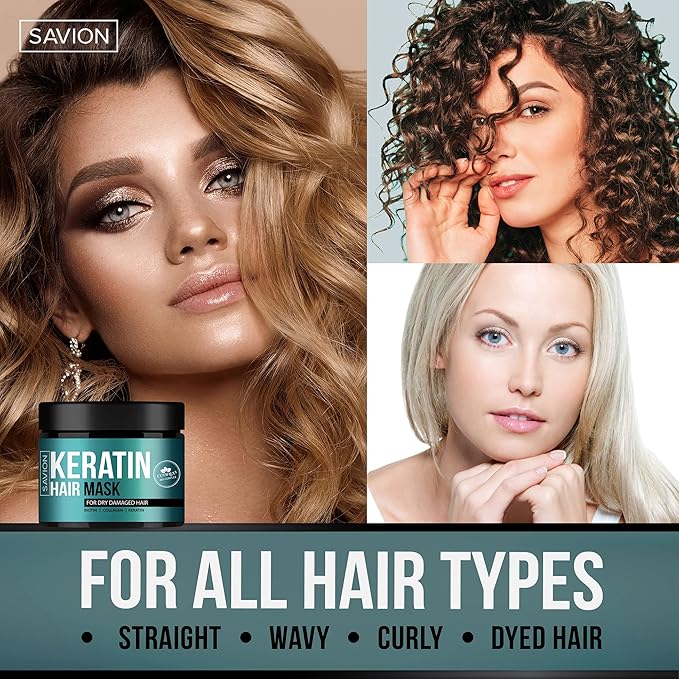 SAVION Keratin Hair Mask for Women - 8.45 oz Masque