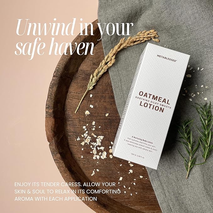 Organic Oatmeal Lotion - Nurtures Dry Itchy Skin Plant-Based Body Moisturizer with Aloe Vera + Shea Butter 3.38 fl. oz