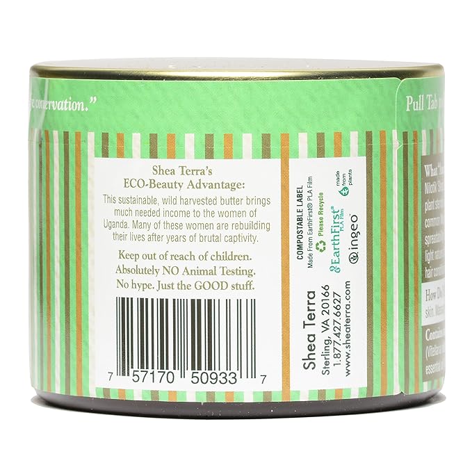 Shea Terra Organics 100% Organic Cold-Pressed Virgin Shea Butter – Marrakesh Menthe Vanilla | Natural Anti-Aging Daily Skin, Nails & Hair Cream for Dry Skin, Sore Muscles & Stretch Marks – 6 oz