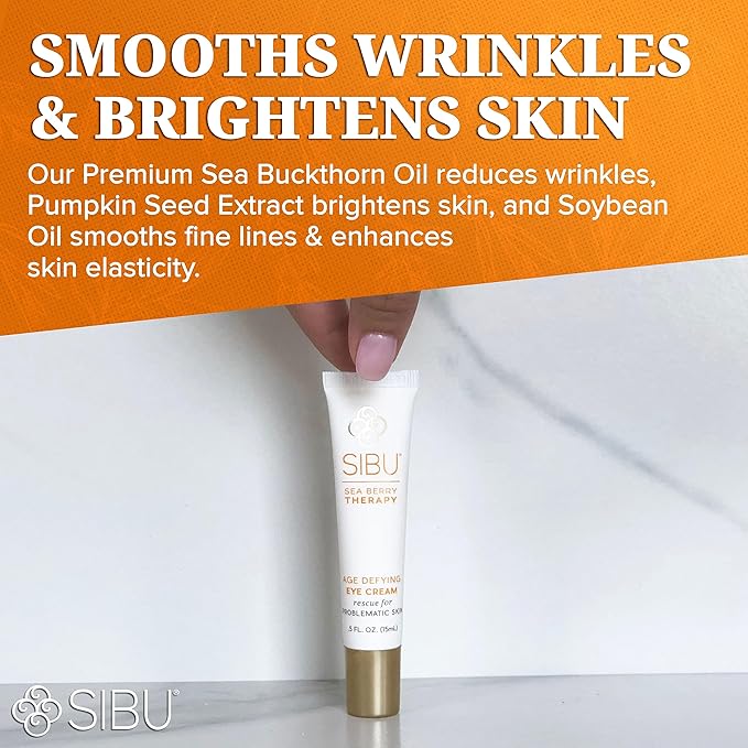 sibu Age-Defying Eye Cream, Made with Premium Himalayan Sea Buckthorn & Hyaluronic Acid (0.5 oz) – Smooths Eye Wrinkles & Reduces Puffiness