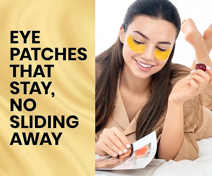 Stylia Under Eye Patches for Dark Circles and Puffy Eyes (30 Pairs) - 24k Gold Under Eye Mask with Vitamin C, Hyaluronic Acid, Pearl Extract - Eye Masks for Dark Circles and Puffiness