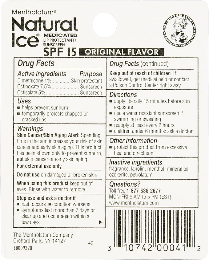 Natural Ice Original SPF 15 Medicated Lip Balm - 12 Count Pack