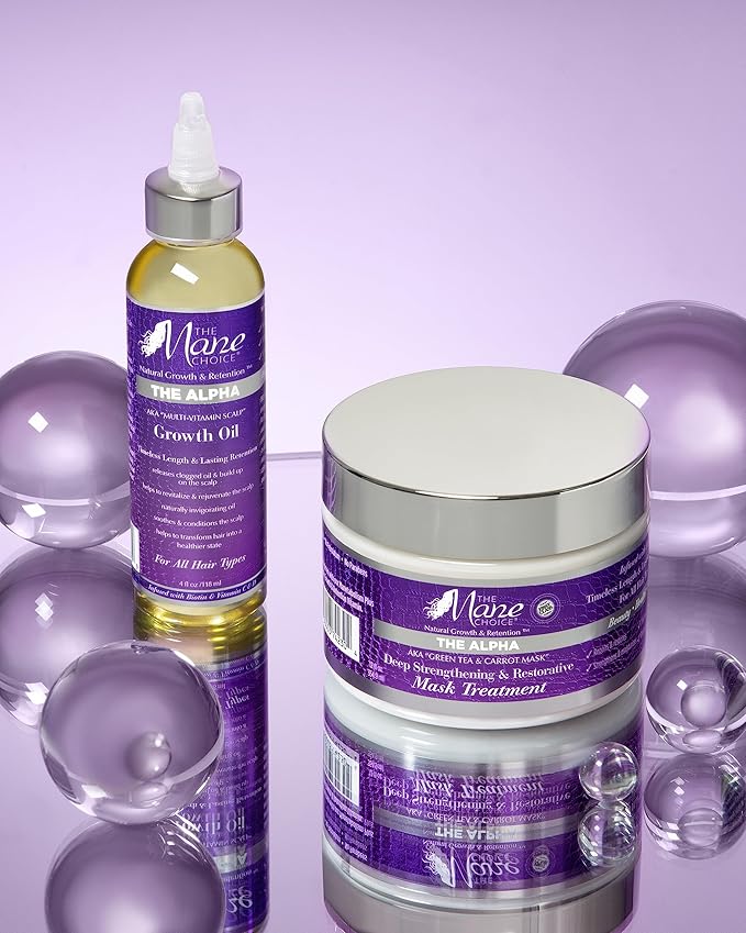 The Mane Choice The Alpha Hair Mask, Green Tea & Carrot Mask Treatment, 12 oz, Deep Moisturizing & Restorative, Anti Frizz, Helps Restore Dry, Damaged Hair, Paraben & Sulfate Free