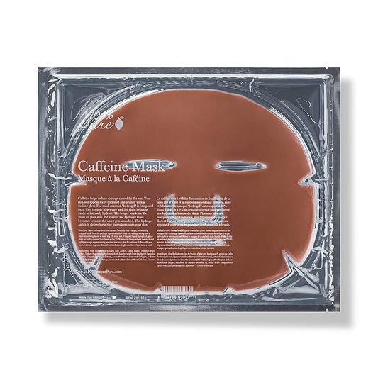 100% PURE Caffeine Face Mask (1 PC), Soothing Face Mask with Hyaluronic Acid, Hydrating Skin Care, Soothes Skin, Sustainably Made - Single Mask