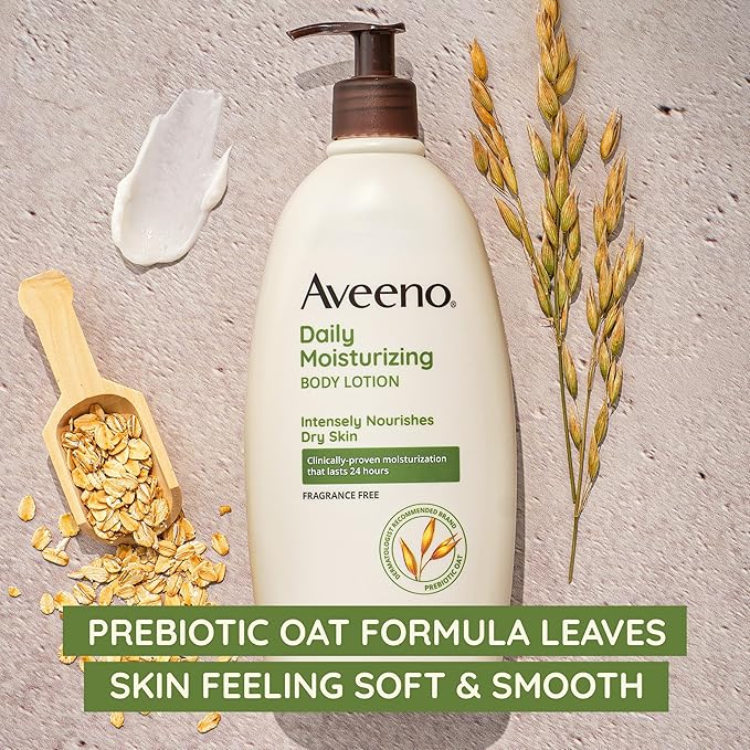 Aveeno Sheer Hydration Daily Moisturizing Fragrance-Free Lotion with Nourishing Prebiotic Oat, Fast-Absorbing Body Moisturizer for Dry Skin with Lightweight, Breathable Feel, 18 fl. oz