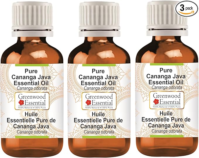 Pure Cananga Java Essential Oil (Cananga odorata) Steam Distilled (Pack of Three) 100ml X 3 (10.1oz)