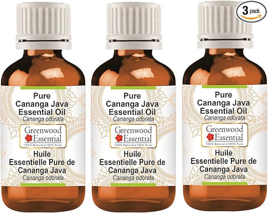 Pure Cananga Java Essential Oil (Cananga odorata) Steam Distilled (Pack of Three) 100ml X 3 (10.1oz)